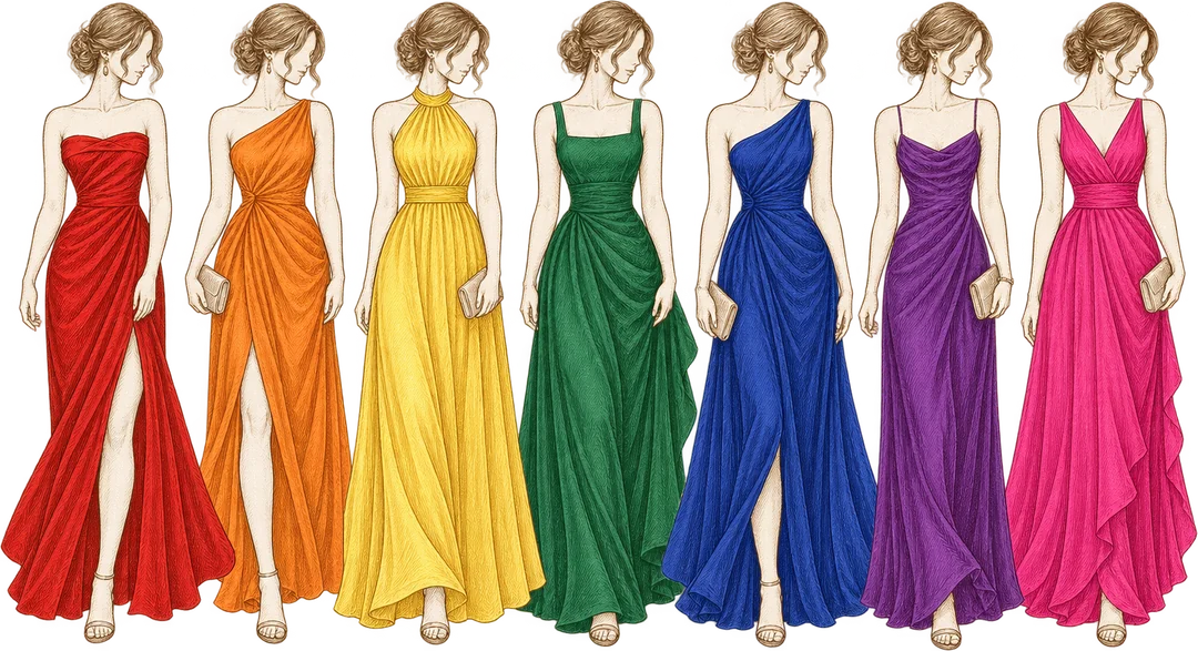 Long gown color options for the ladies